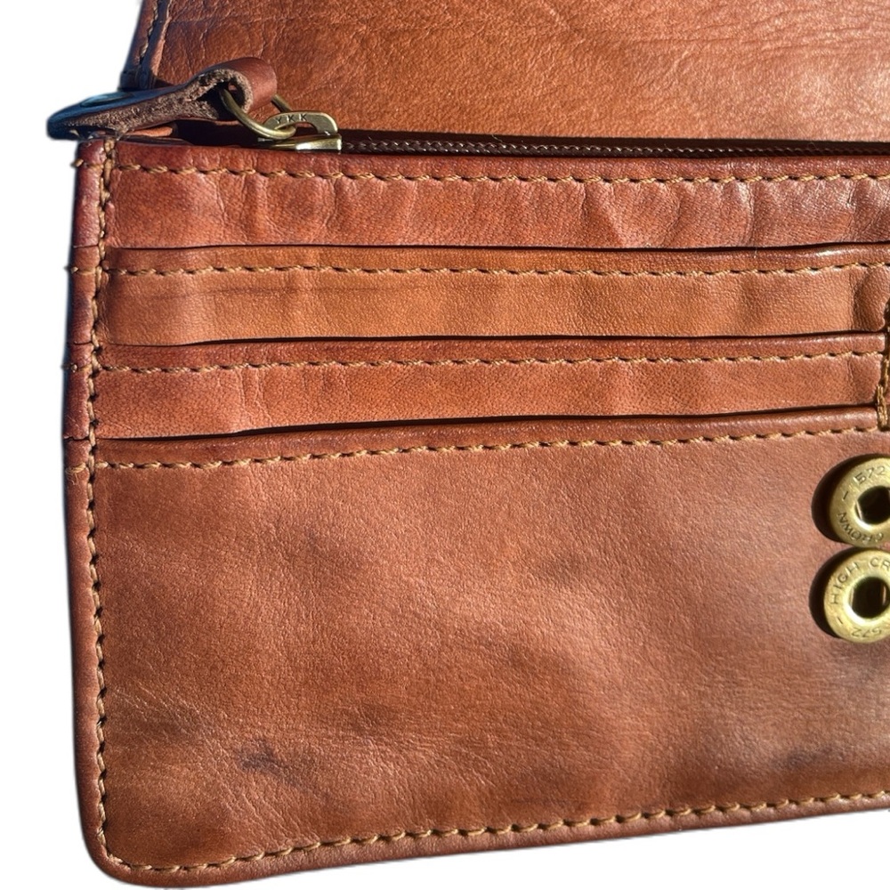 Brown Leather Clutch Wallet with Anchor Detail - Picture 6 of 14